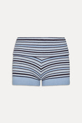 Estelle Knit Booty Shorts - Blueberry Stripe