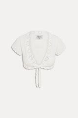 x Paige Lorenze Eternity Crochet Front Tie Blouse - White Chapel