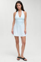 Audrey Satin Mini Dress - Sweet Pea Blue