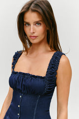 Christa Denim Mini Dress - Blue Denim