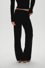 Dawson Knit Fold Over Pants - Black