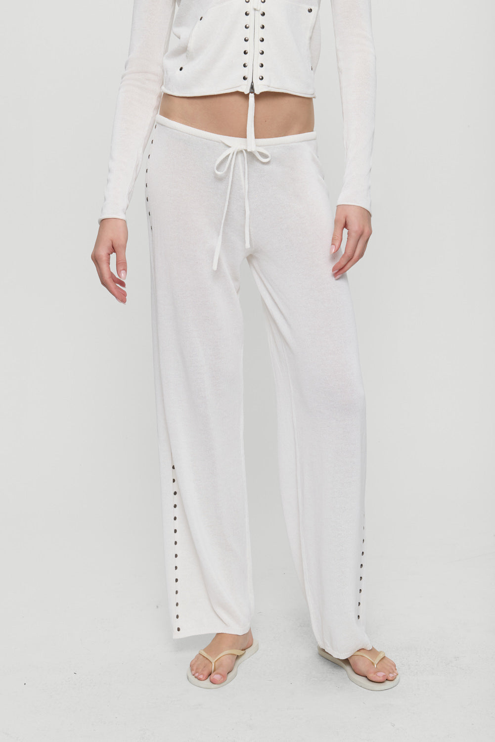 Ela Low Rise Knit Pants - Coconut Cream