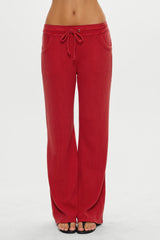 Emma Thermal Low Rise Pants - Strawberry Red