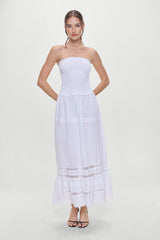 Empress Strapless Smocked Maxi Dress - White