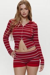 Estelle Knit Booty Shorts - Strawberry Stripe