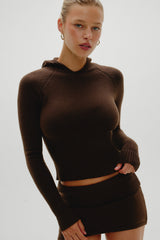 Hazel Knit Hoodie - Chocolate Brown