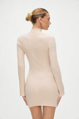 Isla Long  Sleeve Mini Dress - Cream