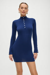 Isla Long  Sleeve Mini Dress - Midnight Blue