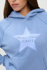 x JENNIE Jane Cropped Terry Hoodie - Jennie Blue