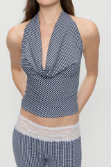 Jay Gingham Halter Top - Midnight Wishes