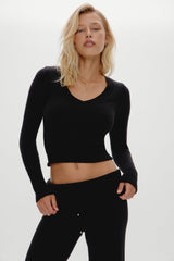 Kit V Neck Knit Sweater - Black