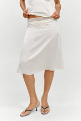 Laura Silk Midi Skirt - French Pearl