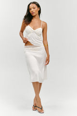 Laura Silk Midi Skirt - French Pearl