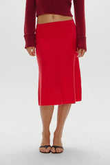 Magnolia Knit Midi Skirt - Cranberry