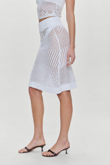 Orchard Crochet Midi Skirt - White