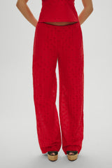 Princess Eyelet Pants - Red Rose