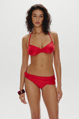 Reece Satin Halter Bikini Top - Lovebird
