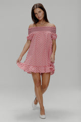 Ruby Gingham Babydoll Dress - Cherry Picnic