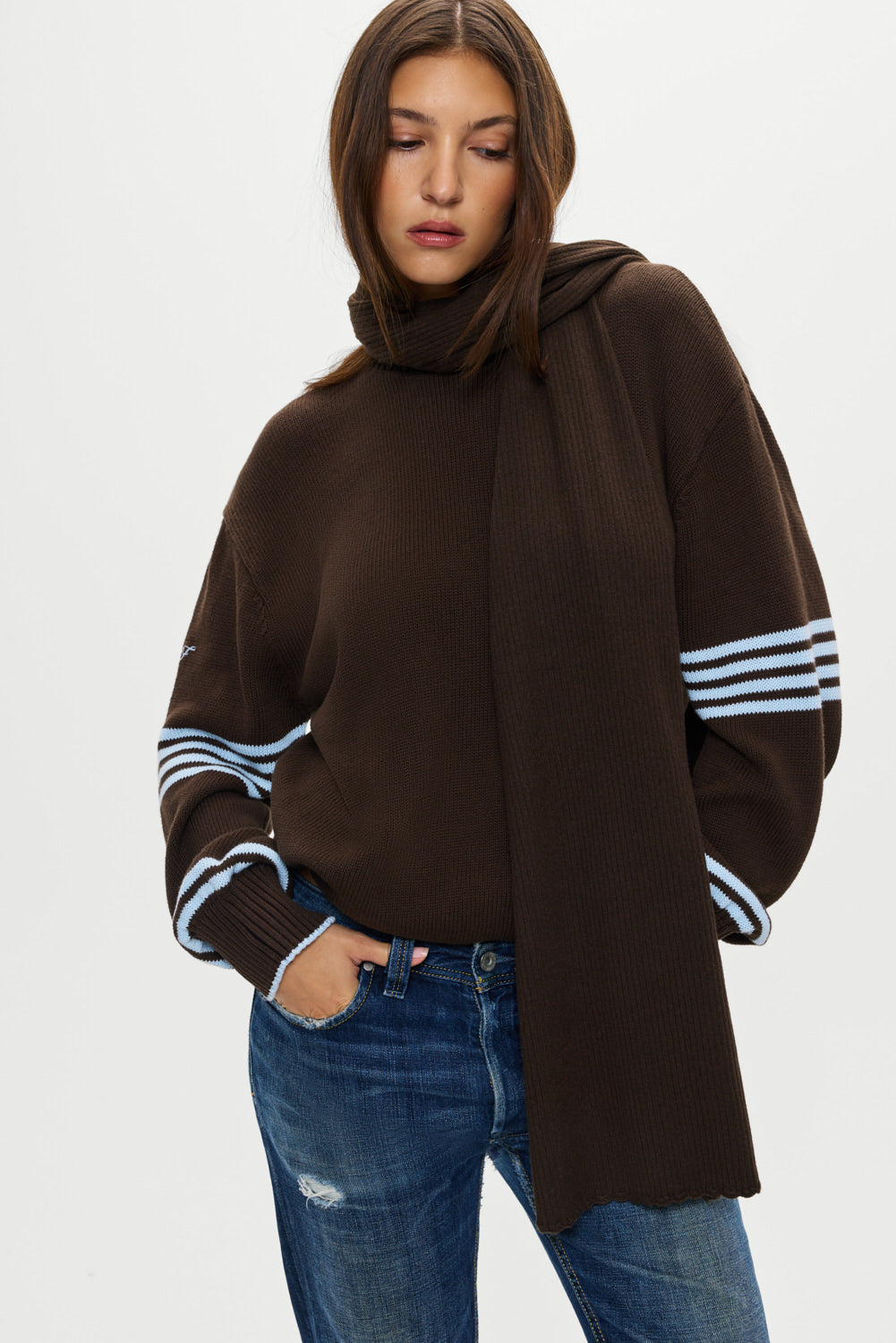 Snug Knit Scarf - Chocolate Brown