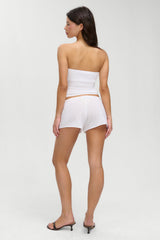 Sophie Knit Mini Shorts - White Hibiscus
