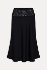 Harper Satin Midi Skirt - Black