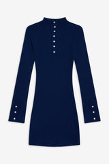 Isla Long  Sleeve Mini Dress - Midnight Blue