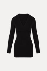Jade Long Sleeve Knit Mini Dress - Black