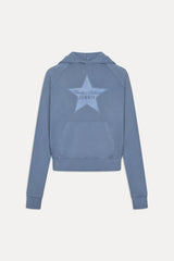x JENNIE Jane Cropped Terry Hoodie - Jennie Blue