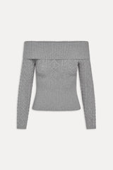 Jazz Off The Shoulder Knit Sweater - Cloud Cover