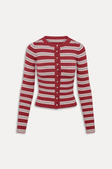Lenon Button Up Knit Sweater - Collegiate Stripe