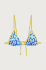 Lumia Triangle Bralette Bikini Top - Blue Daisy