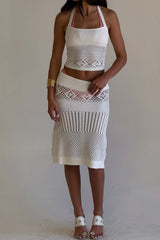 Orchard Crochet Midi Skirt - White