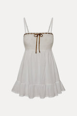 Paris Cotton Babydoll Dress - Daisy White