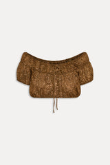 Paulina Cropped Blouse - Vintage Cheetah