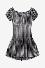 Sadie Gingham Mini Dress - Black Gingham