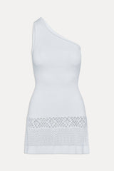 Serenade One Shoulder Crochet Dress - White