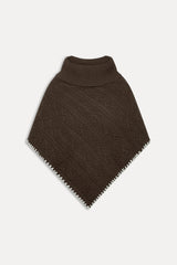 Windswept Cotton Knit Poncho - Chocolate Brown